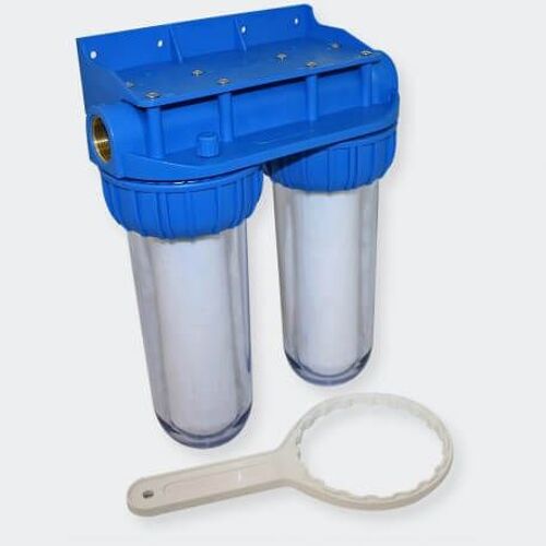 Double porte filtre transparent 10 pouces desineo avec fixation murale incluse