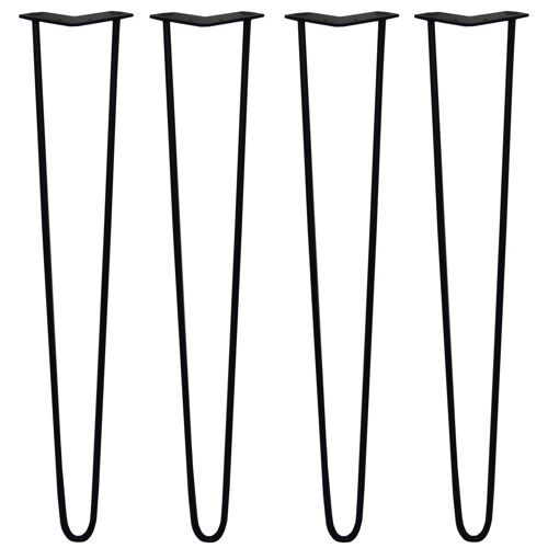 SKISKI LEGS - 4 Pieds de Table en Épingle à Cheveux 71cm 2 Tiges en Acier Noir Épaisseur 10mm