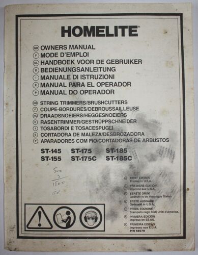 Mode D'emploi Homelite St-145 À St-185c