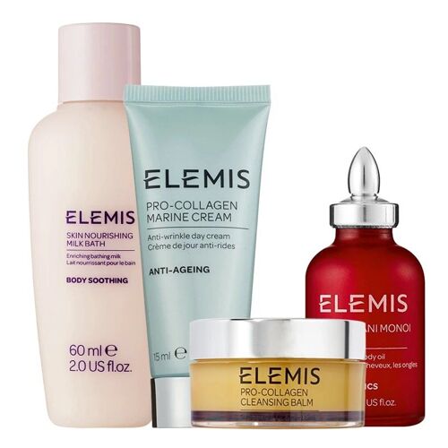 Kit Elemis Best Sellers : Elemis Skin Nourishing Milk Bath 60ml + Elemis Pro-Collagen Marine Cream 15ml + Elemis Frangipani Monoi Nourishing Body Oil 35ml + Elemis Pro-Collagen Cleansing Balm 20g 