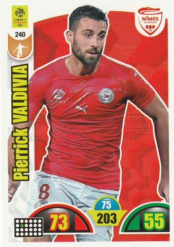 N° 240 - Carte Panini Foot - Adrenalyn Xl 2018 / 2019 - Pierrick Valdivia - Nimes