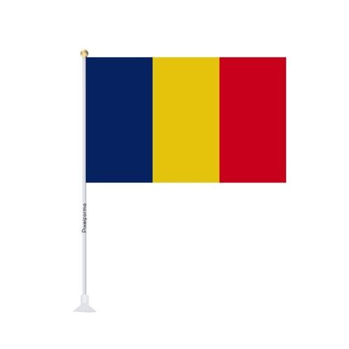Mini Drapeau du Tchad ¿ Ventouse ¿ 14 x 21 cm ¿ Pour Surface Lisse ¿ Polyester ¿ 1 pièce ¿ Pixelforma