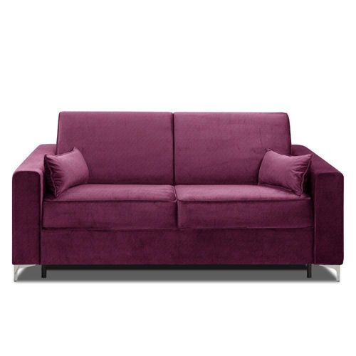 Canapé Convertible Express Jackson 120cm Sommier Lattes Tweed Fuchsia Matelas 16 Cm