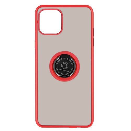 Coque iPhone 12 / 12 Pro Bi-matière Bague Métallique Fonction Support rouge