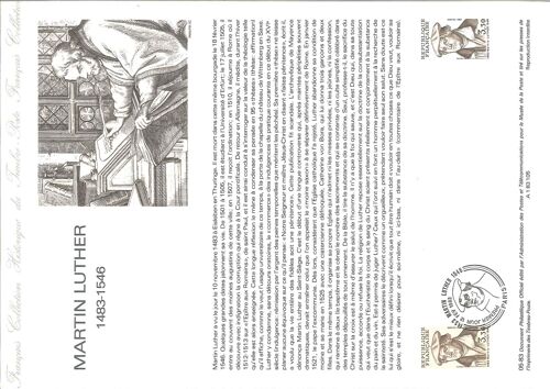 Document Philatelique Officiel N°05-83 - Martin Luther 1483-1546 (N°2256 Yvert Et Tellier)