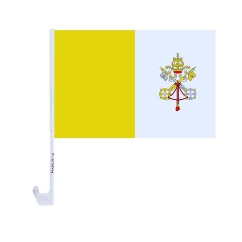 Drapeau Voiture Vatican ¿ 14 x 21 cm ¿ Tissu Polyester ¿ Fixation sur Fenêtre ¿ 20 pièces ¿ Pixelforma