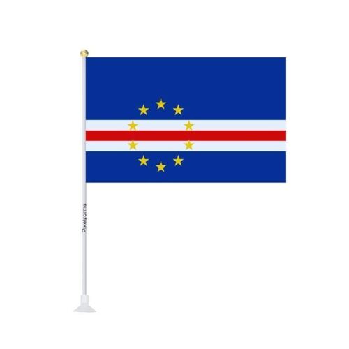 Mini drapeau ventouse Drapeau du Cap-Vert 14x21cm en 1 pièce
