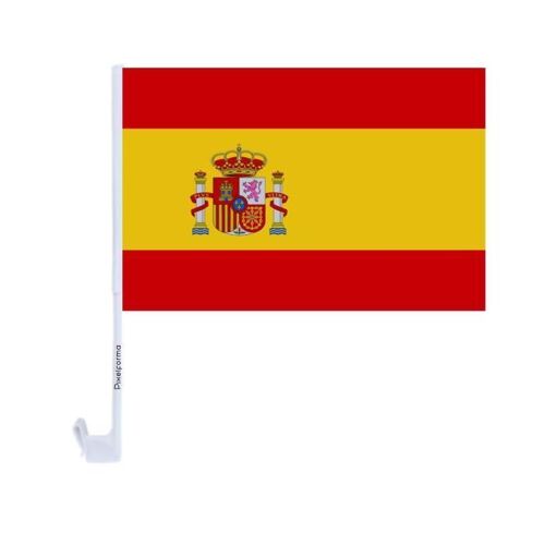 Drapeau Voiture Espagne ¿ 14 x 21 cm ¿ Tissu Polyester ¿ Fixation sur Fenêtre ¿ 10 pièces ¿ Pixelforma