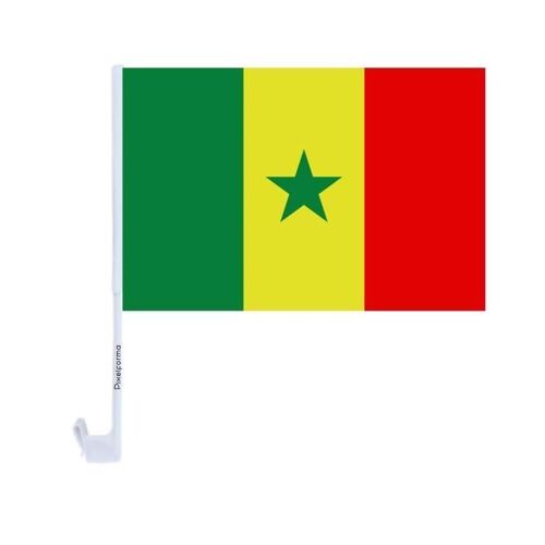 Drapeau Voiture Sénégal ¿ 14 x 21 cm ¿ Tissu Polyester ¿ Fixation sur Fenêtre ¿ 20 pièces ¿ Pixelforma