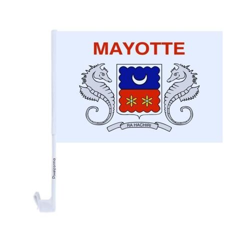 Drapeau Voiture Mayotte ¿ 14 x 21 cm ¿ Tissu Polyester ¿ Fixation sur Fenêtre ¿ 20 pièces ¿ Pixelforma