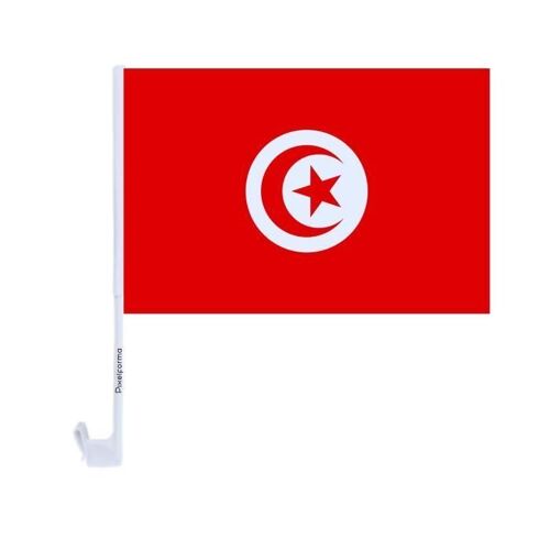 Drapeau Voiture Tunisie ¿ 14 x 21 cm ¿ Tissu Polyester ¿ Fixation sur Fenêtre ¿ 20 pièces ¿ Pixelforma