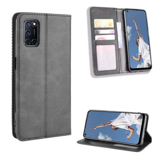 Coque Oppo A52,Etui Pour Oppo A52,Coque En Cuir Vintage Pour Oppo A52,Noir