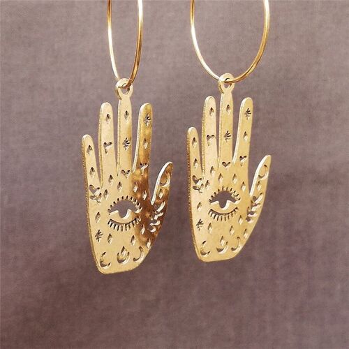 Palmidramatic-Boucles D'oreilles Pendantes Couleur Or, Bijoux Faits Main, Design Asolls, Boucles D'oreilles Tarot