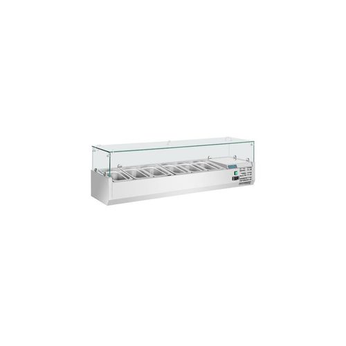 Vitrine inox réfrigérée à ingrédients 5 x GN 1/3 (P)100 mm & 1 x GN 1/2 (P)100 mm, 150 W, 220 V - MONO