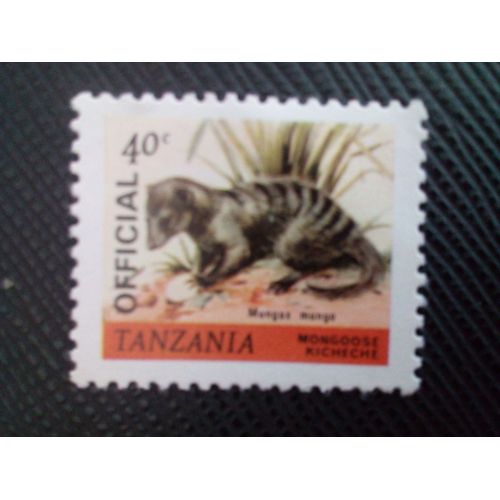 Timbre Tanzanie Yt 165 Mangouste À Bandes (Mungos Mungo) 1980 ( 0010305 )