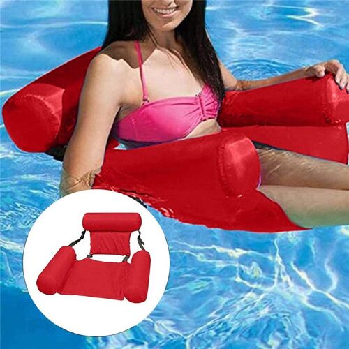 Generic L'eau Hamac, Piscine Plage Transat Flottant Gonflable Eau Hamac Lit Flottant Chaise Longue Piscine Plage Flotteur Ligne Pour Adulte(Rouge)