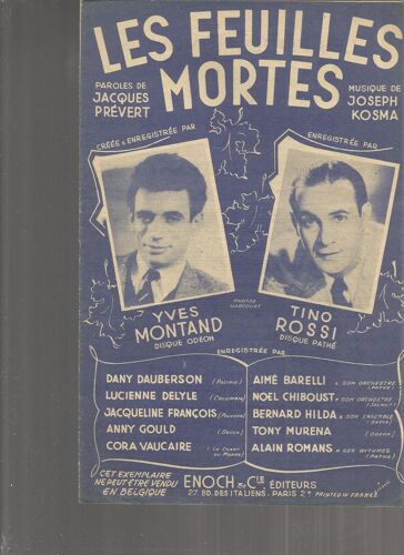Les Feuilles Mortes - Tino Rossi - Yves Montand