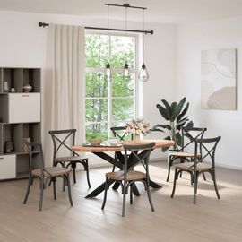 Vidaxl Table À Manger Marron Clair Bois De Chêne Massif Ovale
