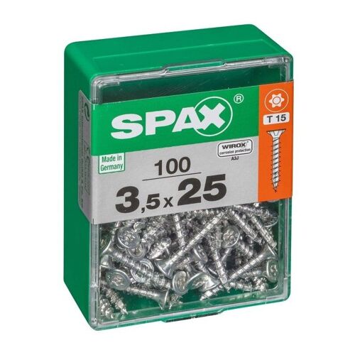 Lot de 100 vis acier tête autofraisée plate SPAX, Diam.3.5 mm x L.25 mm