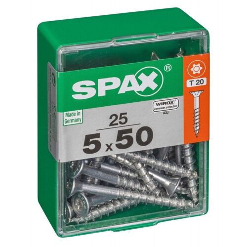 Lot de 25 vis acier tête autofraisée plate SPAX, Diam.5 mm x L.50 mm