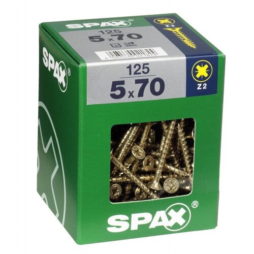 Lot de 125 vis acier tête fraisée pozidriv SPAX, Diam.5 mm x L.70 mm