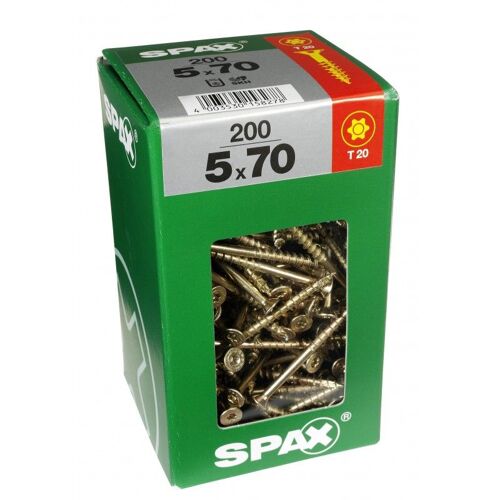 Lot de 200 vis acier tête fraisée torx SPAX, Diam.5 mm x L.70 mm