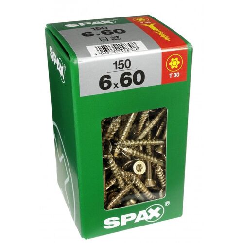 Lot de 150 vis acier tête fraisée torx SPAX, Diam.6 mm x L.60 mm