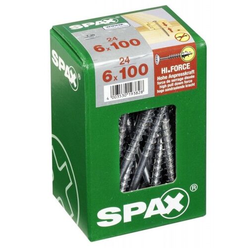 Lot de 24 vis acier tête fraisée bombée torx SPAX, Diam.6 mm x L.100 mm