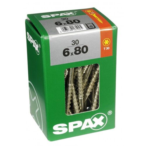 Lot de 30 vis acier tête fraisée torx SPAX, Diam.6 mm x L.80 mm