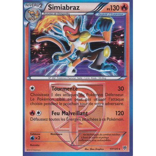 Carte Pokemon - Simiabraz - 17/135 - Holo Rare - 130 Pv -Tempete Plasma -