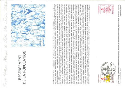 Document Philatelique Officiel N°09-82 - Recensement De La Population (N°2202 Yvert Et Tellier)