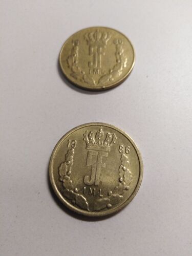 Lot De Deux Pièces De 5 Francs Jean Grand Duc Luxembourg 1986