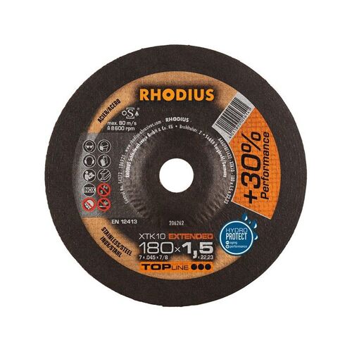 Disque de coupe XTK10 180 x 1,5mm coudé Rhodius(Par 25)