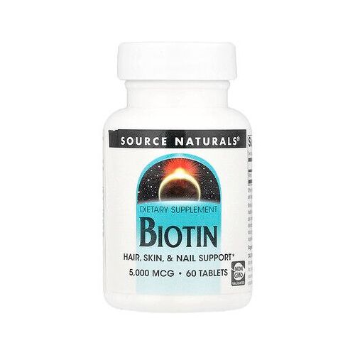 Source Naturals, Biotine, 5000 ?g, 60 Comprimés 