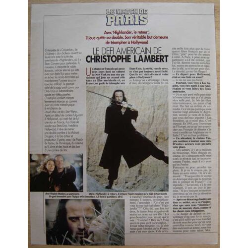 Paris Match 2177, Coupure De Presse, Christophe Lambert