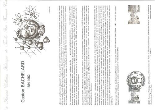 Document Philatelique Officiel N°22-84 - Gaston Bachelard 1884-1962 (N°2330 Yvert Et Tellier)