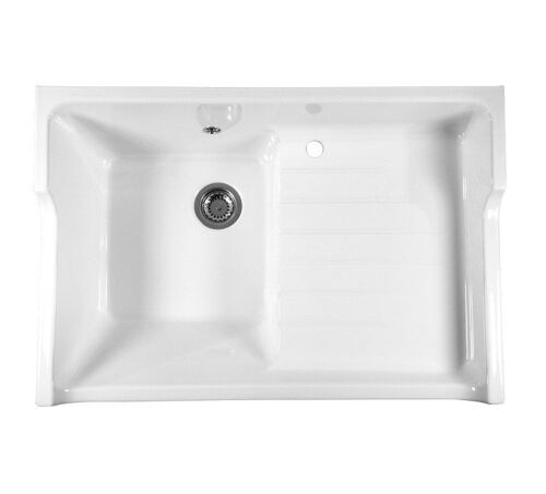 Evier Céramique Timbre D'office Tradition Blanc 80cm