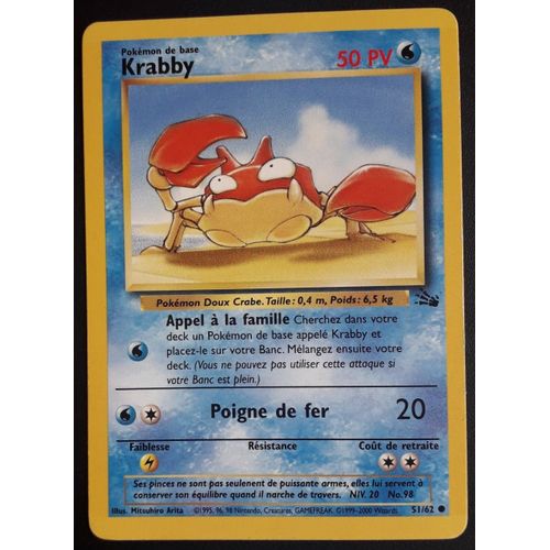 Carte Pokémon Krabby 51/62 - Fossile Wizards (Fr)