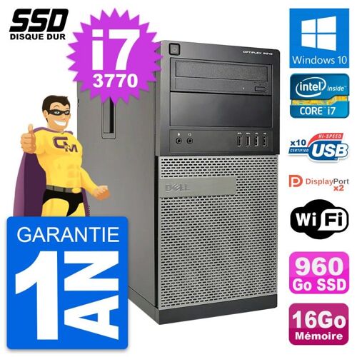 PC Tour Dell OptiPlex 9010 Intel Core i7-3770 RAM 16Go SSD 960Go Windows 10 Wifi