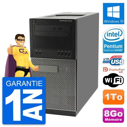 PC Tour Dell OptiPlex 9010 Intel Pentium G630 RAM 8Go Disque 1To Windows 10 Wifi
