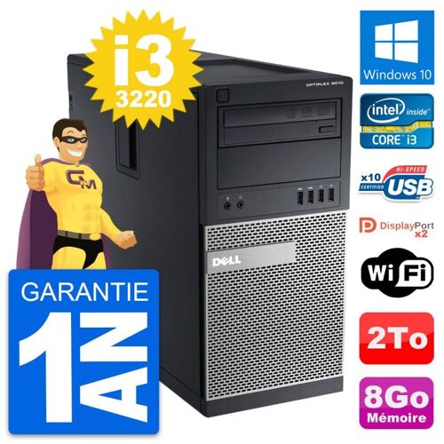 PC Tour Dell OptiPlex 9010 Intel Core i3-3220 RAM 8Go Disque 2To Windows 10 Wifi