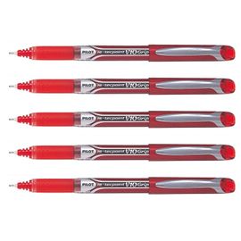 Pilot Lot De 5 Stylos Roller Hi-Tec V10 Grip Pointe Aiguille Rouge