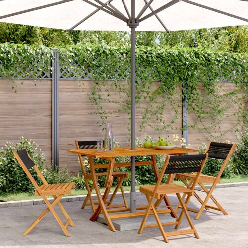 Vidaxl Chaises De Jardin Pliantes Lot De 4 Noir Bois D'acacia Massif