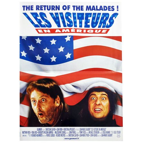 Les Visiteurs En Amérique - Véritable Affiche De Cinéma Pliée - Format 40x60 Cm - De Jean-Marie Poiré Avec Christian Clavier, Jean Reno, Alexis Loret, Christina Applegate, Matthew Ross - 2000