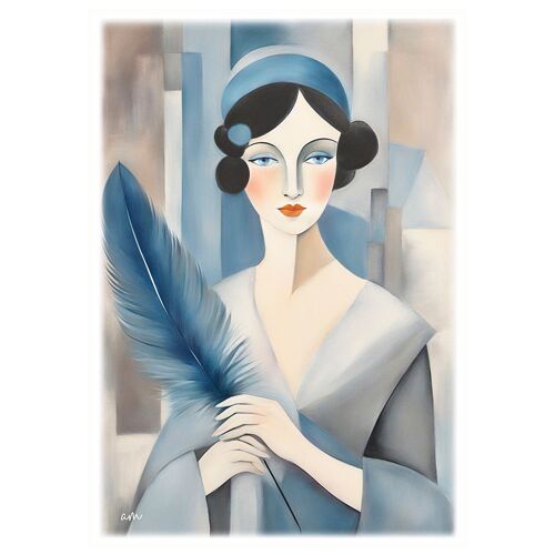 Tableau Création Originale - Portrait Jeune Femme Style Marie Laurencin