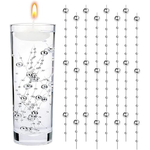 18Pcs Perles d'eau Argent- AQSACOKIYA - Bougies Flottantes,Remplisseurs de Bouteilles d'eau,Mariages,Décoration de Centres de Table