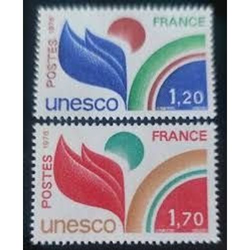 Unesco : Allégorie La Paire Année 1978 Timbres De Service N° 56 57 Yvert Et Tellier Luxe