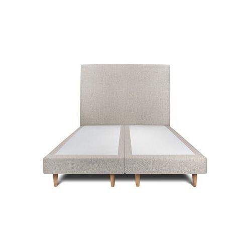 Lit 150x190cm avec tête de lit tapissier bouclette et sommier tapissier gris - Hauteur totale : 29cm