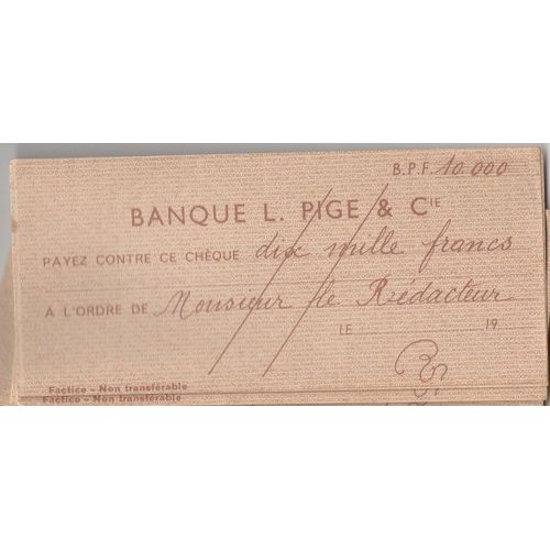 Lot De 10 Chèques Pour Jeu Scoop