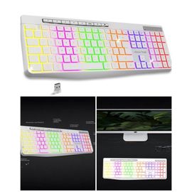 Clavier sans fil BLANC RF 2.4GHz LEDS RGB Compatible MAC Windows AZERTY IPX4 ETANCHE